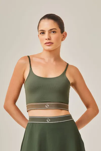 Top Alça Fina c/ Elástico Verde Militar | POST CLASS