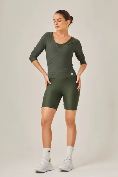 Blusa Cropped Transpassada Verde Militar | POST CLASS