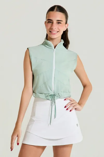 Colete Cropped c/ Recortes Verde Claro - GIRA