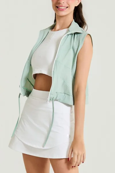 Colete Cropped c/ Recortes Verde Claro - GIRA