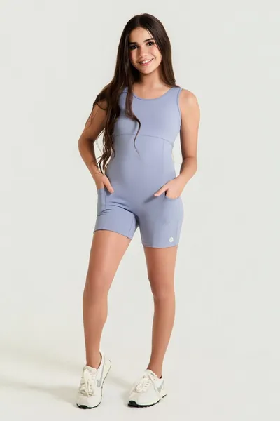 Macacão Curto c/ Bolso Azul Galáxia - GIRA