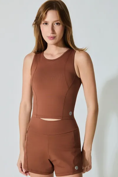 Top  Cropped c/ Detalhe Marrom | GAMANE IN PARIS