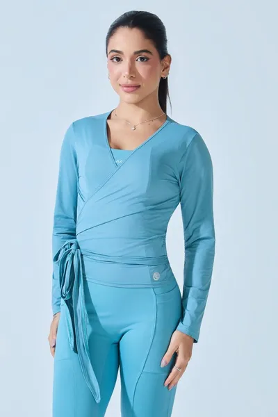 Blusa Cropped Transapassada Azul | GAMANE & SKINBOX