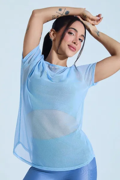 Blusa Boleada Embaixo Azul Claro | GAMANE & SKINBOX