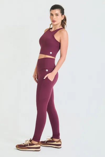 Calça Legging c/ Bolso Vinho | FLOWING