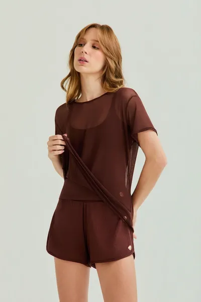 Blusa Boleada Embaixo Marrom | FLEXION