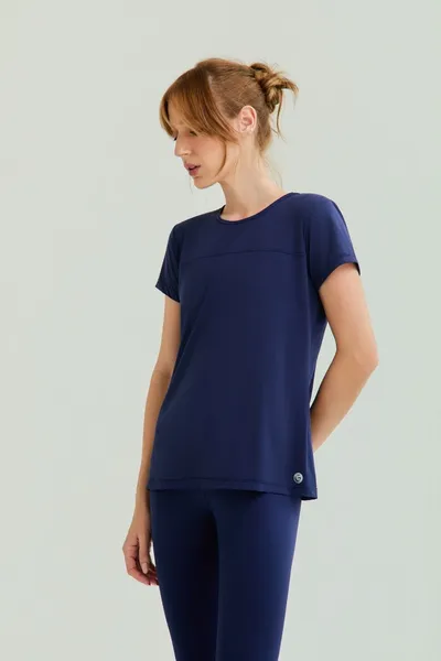 Blusa c/ Pesponto Na Frente Azul Marinho | FLEXION