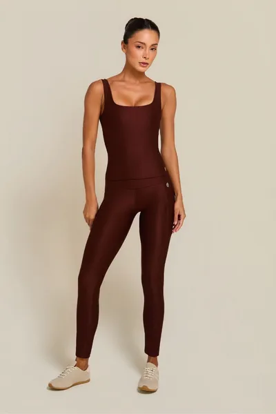 Calça Legging c/ Bolso Marrom | SUMMER HEAT