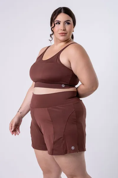 Top Alça Fina Plus Marrom | LINHA PLUS