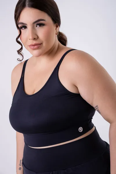 Top Alça Fina Plus Preto | LINHA PLUS