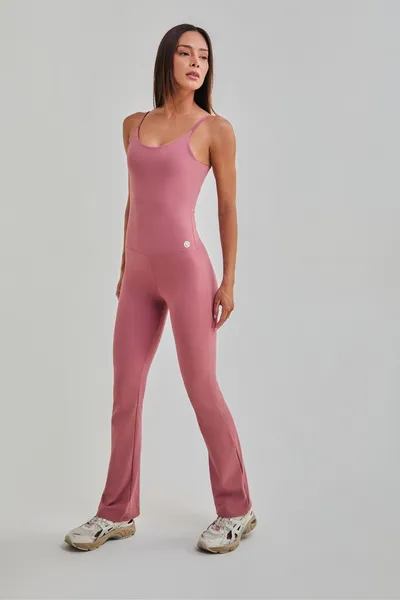 Macacão Longo Flare Rosa Goiaba | ESCAPE