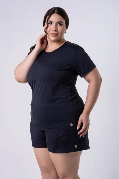 Blusa c/ Manga Plus Preto | LINHA PLUS