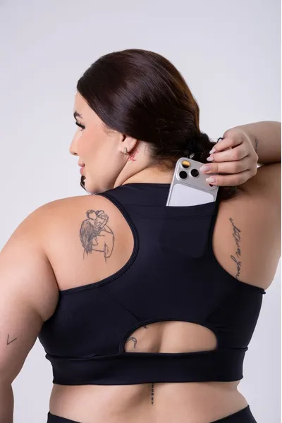 Top Nadador c/ Bolso Plus Preto | LINHA PLUS