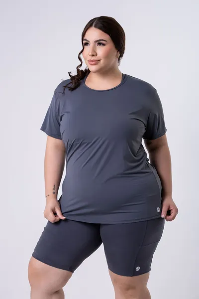 Blusa c/ Manga Plus Grafite | LINHA PLUS