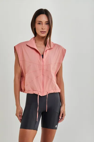Colete Cropped Tactel c/ Detalhe Salmão | ASCENT