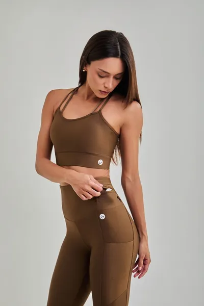 Calça Legging c/ Bolso Marrom | ESCAPE