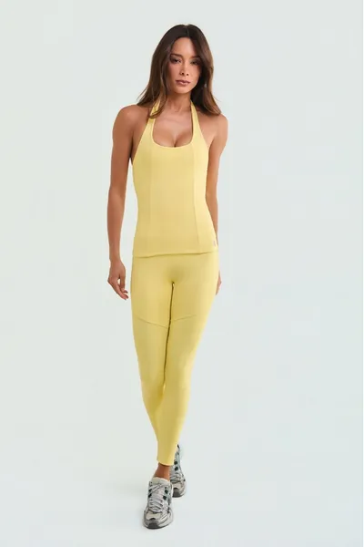 Calça Legging c/ Recortes Amarelo | PEAK